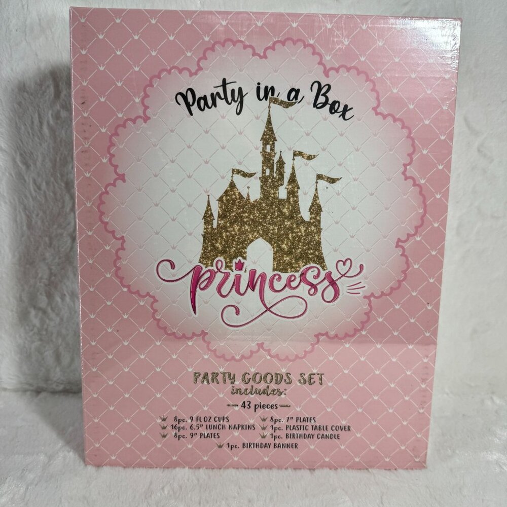 Princess Party In A Box 43 Pc Birthday Party Set For A Princess New Sealed Box
